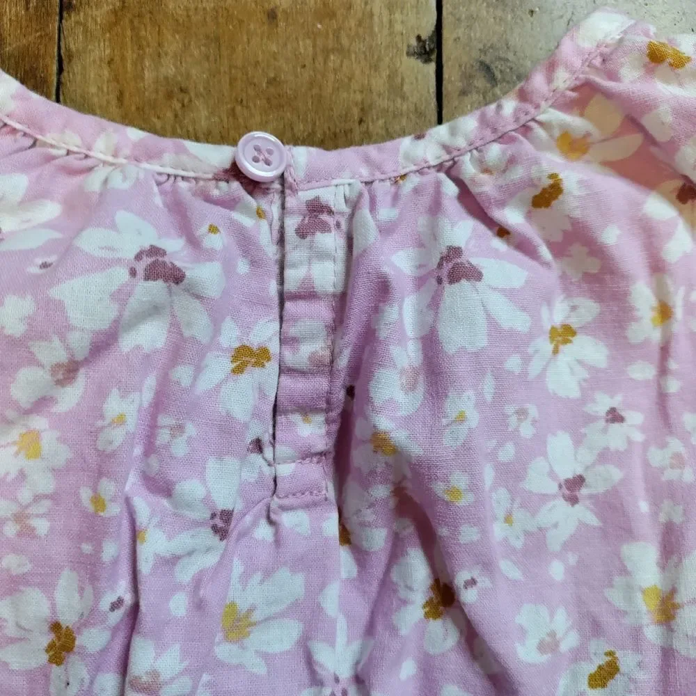 Oshkosh 2T floral dress linen cotton spring Easter dress pink purple